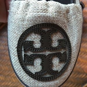 Tory Burch Shoes - Tory Burch Beige Canvas Shoe w/ Brown Leather Trim Tory Burch Shoes - Tory Burch Beige Canvas Shoe w/ Brown Leather Trim